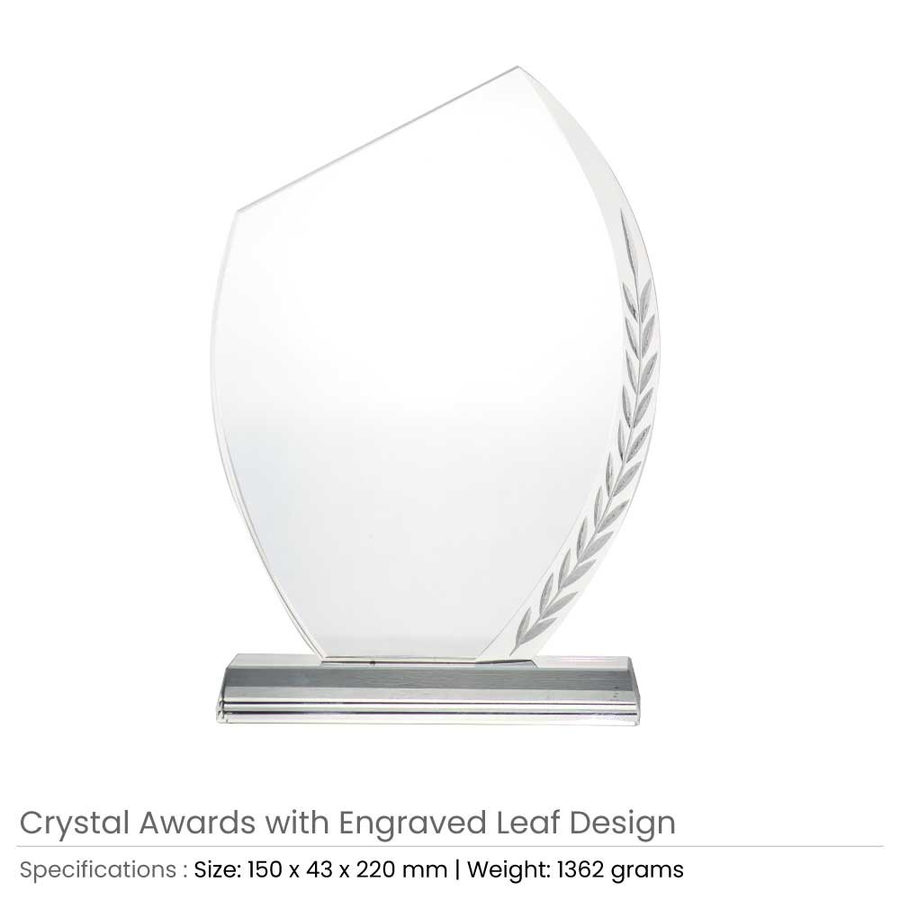 Crystal Awards with Engraved Leaf Design